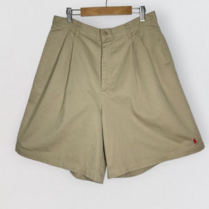 Vintage Ralph Lauren Pleated Bermuda High Waist Shorts Khaki Tan Size Large